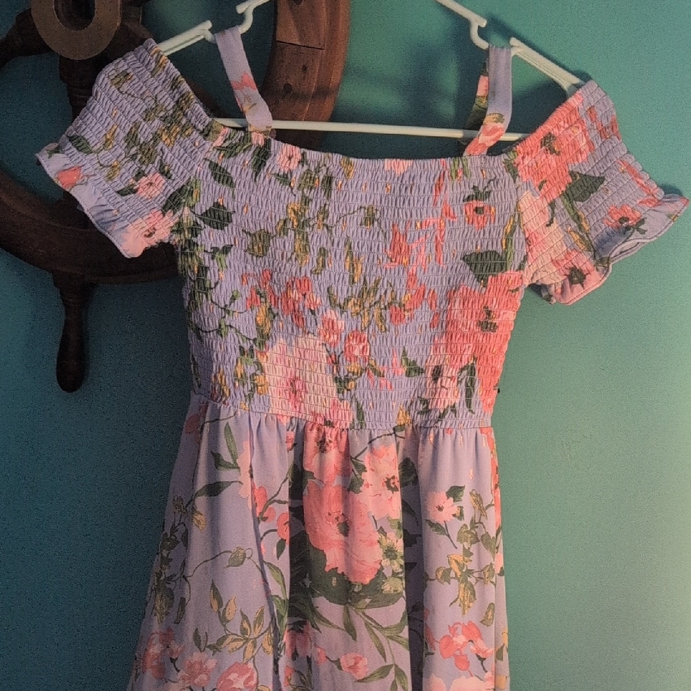 Rare Editions Pink and Green Floral Dress